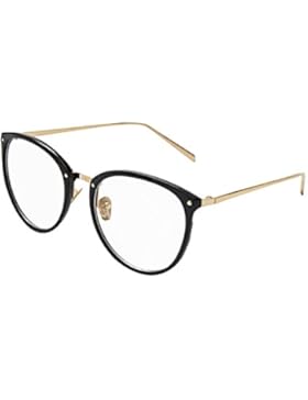 AiSi Damen vintage Retro Brille Eyewear One Size, Ohne Stärke, schwarz und Gold