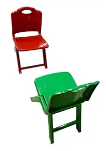 SUPERTECH Plastic Chair for Kids, Set of 2 (Green & Red)