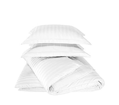 De Witte Lietaer Parure Zygo Housse de Couette + 2 Taies d'Oreiller avec Volant Coton Peigné Blanc 240 x 220 cm