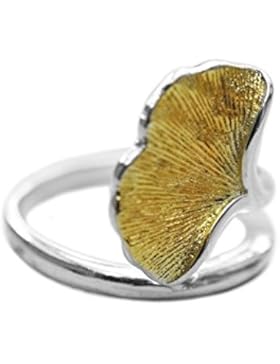 OWLZ Ginkgo-Blatt Ring, 925 Sterling-Silber