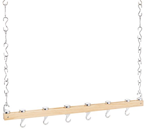 Kitchen Craft Master Class Deluxe Hängeleiste aus Holz für Töpfe, Deckenbefestigung, 92 cm