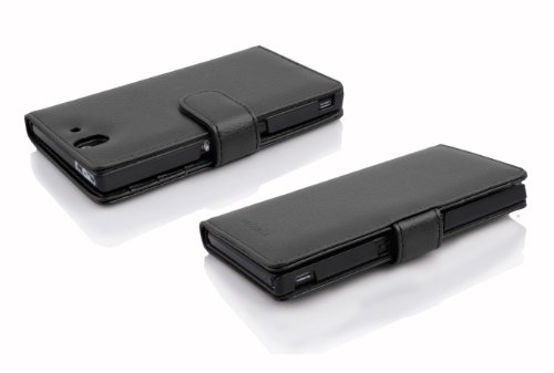 Cadorabo Sony Xperia Z Funda Estilo Libro de Cuero Sint  tico en NEGRO   XIDO Cubierta Protectora con Cierre Magn  tico y 3 Tarjeteros     Protecci  n Carcasa Caja Etui Case Cover