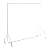 Maße - 153cm lang, 51cm breit und 150cm hoch (mit Lenkrollen 155cm) mit viel Platz und einer Höhe, die auch für Kleider und längere Kleidungsstücke geeignet ist.