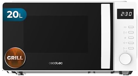 Cecotec Microonde con Grill ProClean 5105 White. 700 W, 20 L, Tecnologia 3DWave, Grill, 5 Livelli Potenza, Timer 30 min, Scongelamento, Display con Orologio, Gratinatura Perfetta