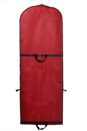 HIMRY® Atmungsaktiver Faltbare Kleidersack Schutzhülle, ca. 149 cm, Zwei Taschen für Zubehörteile, für Kleider / Abendkleider / Anzüge / Mäntel, Reissverschluss, Dunkelrot, KXB-107 darkred - 4