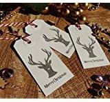 White Christmas Luggage Gift Tags Stag Head Merry Christmas (82x41) (15)