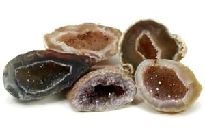 ‎CRYSTALAGE Kleine natürliche Achat-Geoden – 5 Stück