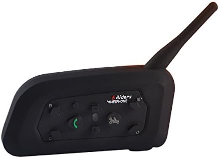 V6 BT Intercom 1200M Bluetooth Interphone 6 Riders Full Duplex for Motorcycle Motorbike Helmet Water Resistant Hands-free Noise Cancel,Great for Skiing Outdoor Sports(1 Pack)