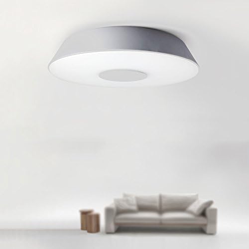 Nordic Postmodern Minimalist Circular Tempered Glass LED White/yellow/3-color Variable Light Iron Ceiling Lamp Bedroom Walkway Balcony Office Study Ceiling Light D:40/50CM ( Design : 50-WHITE )