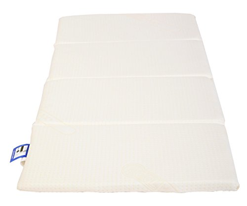Babies Firsts Coolmax Quad-Fold / Folding Travel Cot Mattress with Luxury Cotton Carry Bag (119 cm x 59 cm)