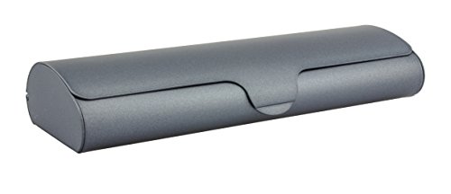 Edison & King Estuche para Gafas Plano con Cubierta de Aluminio y Cierre automático (Large: Gris metálico)