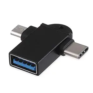 CRAYOTALK Type-C+Micro-USB OTG, USB Mouse Printer PC Pendrive Connector for Redmi Note 9/9pro 8/8pro 7s/7pro, Oneplus Nord 8 8pro 7/7pro 6/6T Galaxy M51 M21 M30s F41 A51 A71 S10 S20 & All Devices