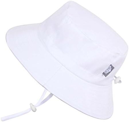 Cute Baby Girl Boy Cotton Sun Hat 50 UPF, Adjustable Good Fit, Stay-on Tie (S: 0-9m, Bucket Hat: White)