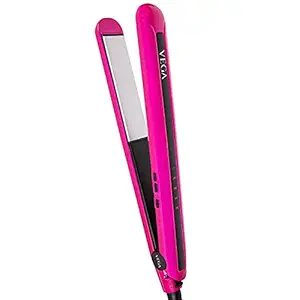 VEGA Trendy Hair Straightener With Adjustable Temperature & Floating Ceramic Coated Plates (VHSH-16), Pink