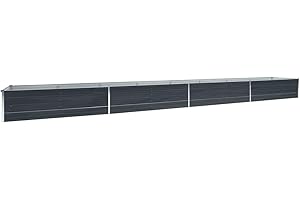 vidaXL Letto Rialzato da Giardino Fioriera Vaso Esterno Fiori Aiuola Portavasi Arredo Cassette Giardinaggio in Acciaio Zincato 600x80x45 cm Antracite