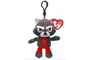 ty Rocket Racoon Marvel Disney Beanie Clipt Plush Toy for Kids - Teddy, Baby Toy, Collectible Stuffed Plushies
