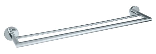 WENKO 17954100 Power-Loc Badetuchstange Duo Revello - Befestigen ohne bohren, Doppelstange, Messing, 61 x 5.5 x 11.5 cm, Chrom