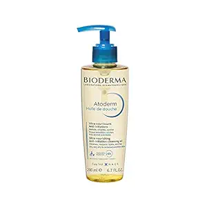 Bioderma Atoderm Huile de douche Anti-Irritation Cleansing Oil | 24hrs Hydration | Face and Body Moisturizer | Soothes Discomfort - Dry to Very Dry Sensitive Skin, 200ml