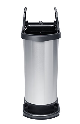 Rotho Mülleimer Mono PASO, geruchsdichter Abfalleimer aus Kunststoff in Edelstahl-Optik (PP), Treteimer mit 50 Liter Inhalt, ca. 44 x 29 x 67 cm - 5