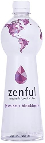 Zenful (Jasmine + Blackberry) - Mineral Infused, Flavored Water with Powerful Antioxidants! Electrolytes &amp; 70+ Trace Minerals that absorb &amp; hydrate Faster &amp; Better than plain water! (12, 20oz Bottles)