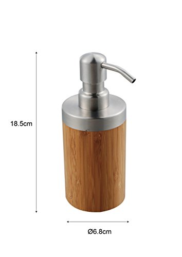 axentia Seifenspender Bonja aus Edelstahl & Bambus – Spender für Flüssigseife – Seifendispenser für Küche, Bad & WC – Pumspender für flüssige Seife – Design-Flüssigseifenspender - 2