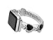 Produktbild WAOTIER für Apple Watch 44mm Armband 42mm Edelstahl Armband mit Apfel Deko Muster und Abnehmbare Ketten Armband für Apple Watch Series 4/3/2/1 mit Kristaller Strasssteinen Armband (Silber Schwarz)