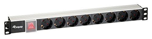 Equip Alu-Steckdosenleisten 48,3 cm (19 Zoll) 1HE (8-fach, Schuko mit Schalter, 1,8m)