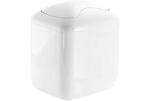 mDesign Mini kosz na śmieci – Kosz do łazienki na odpady – Pojemnik na śmieci z uchylną pokrywą – Biały