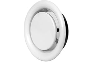 EUROPLAST Ø 150mm Difusor de Extracción - Válvula de Disco Regulada - Rejilla de Ventilación Redonda de Acero - Blanco