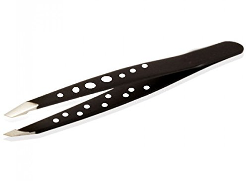 Zinger Eyebrow Tweezers Stainless Steel - Slant Tip (Black) 9.5 cm