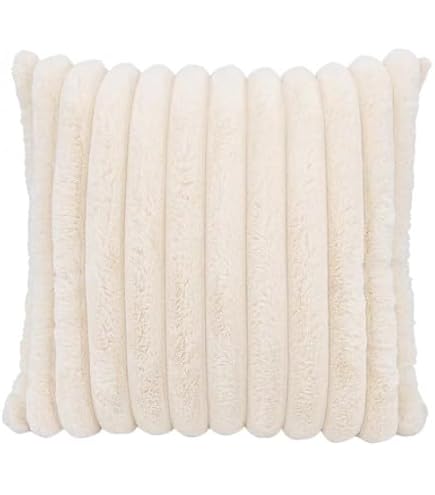 Lot De 2 Housses De Coussin En Fausse Fourrure Beige 45x45 Cm - Doux Et Chaud Pour Canapé, Lit Ou Voiture - 10