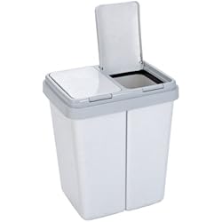 axentia Poubelle de Cuisine avec 2 Compartiments (2 x 23 L) - Poubelle Tri Sélectif Recyclage 33 x 43 x 51 cm - Poubelle Double Bac avec Couvercle