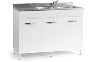 WE POINT Mobile sottolavello per Cucina Reversibile Bianco componibile Tre Ante cm 120