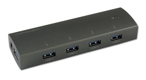 LC-Power LC-HUB-EX4A-ALU externer USB 3.0 Hub (4-Port) aluminium/schwarz