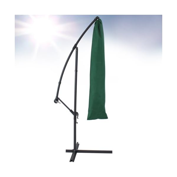 TecTake garden cantilever parasol + uv protection 3.5 m diameter with protective cover (Green) - Image 6