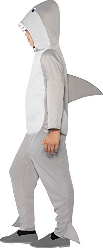 Smiffys Children's Unisex All In One Shark Costume, Jumpsuit with Hood and Fins, Party Animals, Size:S, Colour: Grey, 44076