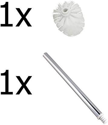 Replacement Spare Bathroom Accessory Plain Plastic Toilet Cleaning Brush Head / Handle White (1x White Head &amp; 1x White Handle)