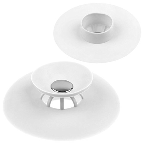 Q4U ® 2 in1 Silikon Badewanne Ablauf Stop & Badezimmer Haar Catcher Abfluss Sieb Displayschutzfolie weiß