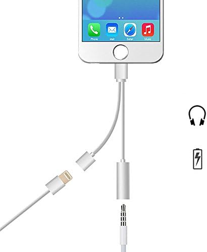 Lightning Adapter for iPhone X 10 8/8 Plus 7/7 Plus, 2 In 1 Lightning to 3.5 mm Jack Headphone Adapter &amp; Splitter Charger Cable Converter - Support iOS 10.3 or 11