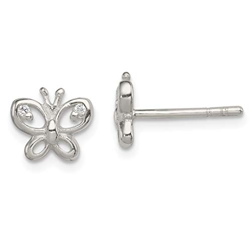 925 Sterling Silver Cubic Zirconia Cz Butterfly Post Stud Earrings Flower Gardening Animal Fine Jewelry For Women Gift Set