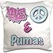 Produktbild Animals Love Peace And In Pastels - Love Peace And Pumas In Blue And Purple - 16x16 inch Pillow Case