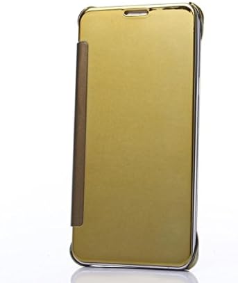 CARYYCY Luxury Elegant Glitter Smart Flip Ultra Slim View Electroplated Mirror Hard Clear Transparent Phone Case Cover for Samsung Galaxy S7 /S7 Edge (S7, Gold)