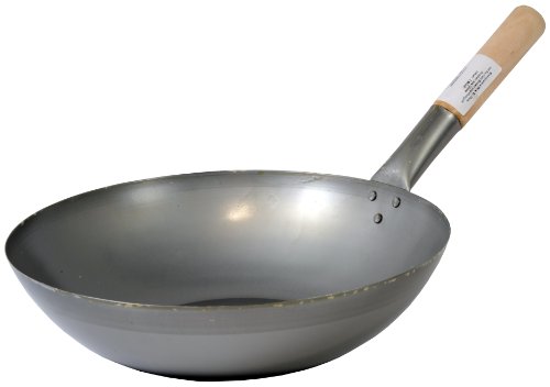 WOK Pfanne aus Eisen, 35cm, flacher Boden, für Gasherde u. Gaskocher - Jade Temple