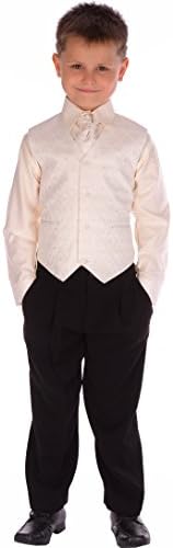 4-Piece Boys Black &amp; Cream Suit