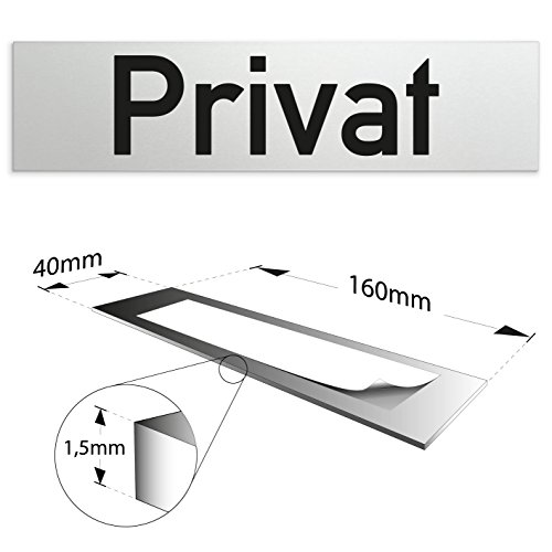 Aluminium Türschild "Privat" 160 x 40 x 1,5mm (Oberfläche veredelt) • Selbstklebend
