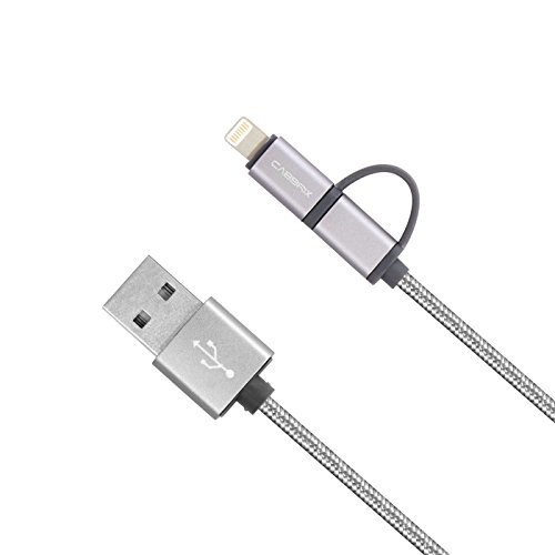 CABBRIX 2in1 Micro USB / Lightning Daten- und Ladekabel für iPhone 5 5S 6 6S 7 Plus, iPad mini 2 3 4 Air 2, Samsung Galaxy S3 S4 S5 mini S6 S7 Edge A3 A5 J5 Note 4 5, Huawei P8 Lite, Lumia 650, Sony, Android, Gamepad Controller XBOX PS4 2 Meter