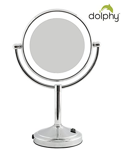 Dolphy 5x Magnification LED Tabletop Shaving & Makeup Mirror Silver - 8 Inch RS.4251 (53.00% Off) - Amazon