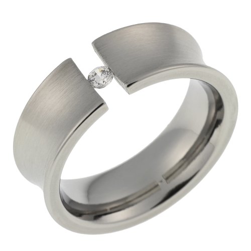 Ehering / Trauring / Partnerring core.edelstahl Edelstahlring Spannring mattiert mit Zirkonia TE004.02.m.68 Ehering / Trauring / Partnerring core.edelstahl Edelstahlring Spannring mattiert mit Zirkonia TE004.02.m.68