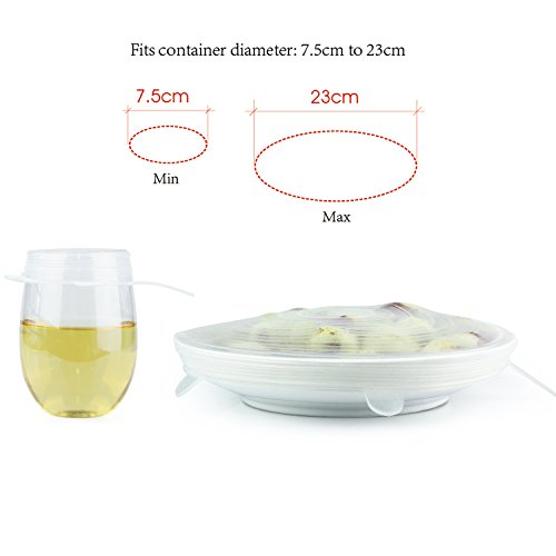 GAINWELL Silikon Stretch Lids, 6-teilig – SilikonÜberziehdeckel fürSchüsseln, Tassen, Behälteraller Formen, kälte- und hitzebeständig - 2
