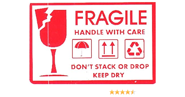 Blackdreams Fragile Handle With Care Don T Stack Or Drop Keep Dry Type Stickers Label With For Different Logo 4x6 Inch 100 Stickers White Red Amazon In Office Products